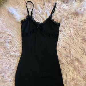 black lace coquette fitted mini dress